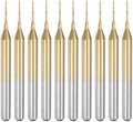 uxcell 10Pcs 0.5mm Titanium Coat Carbide End Mill Engraving Milling Cutter CNC Router Bits for PCB Machine, 1/8" Shank