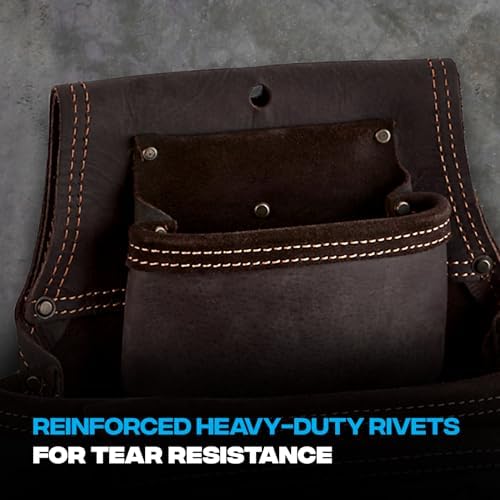 Ox Pro Full Grain Leather Tool Pouches - Made with Double Stitching and Rivet Reinforced Pockets