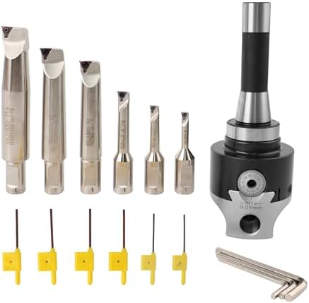 R8 Boring Head 2Inch Shank Boring Tool Set and 6Pcs 1/2" Carbide Boring Bar