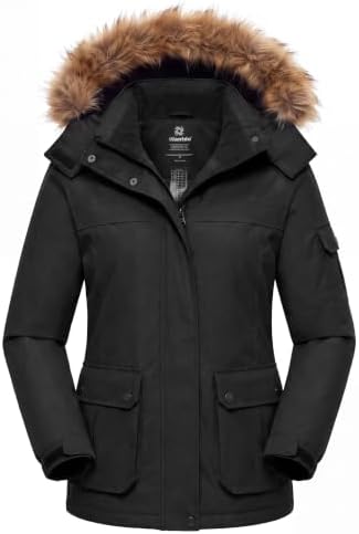 Wantdo Women's Waterproof Ski Jacket Windproof Winter Snow Coat Mountain Snowboarding Jackets Outdoor Fleece Parka