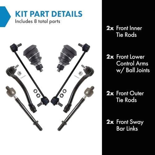 TRQ Front Steering & Suspension Kit Ball Joint Sway Bar Stabilizer Link Tie