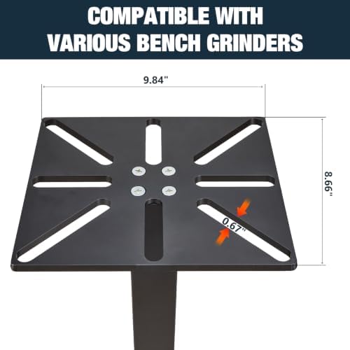 Bench Grinder Stand, Mount Vise and Grinder Stand Pedestal with 9.85" x 8.66" Mounting Plate, Compatible with Most Bench Grinders