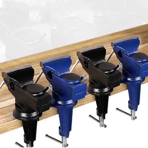 Abaodam Clamp-on Table Vise 50mm 360 Degree Swivel Bench Vise Small Fixed Repair Tool Portable Workholding Device for Workshop and DIY Tasks