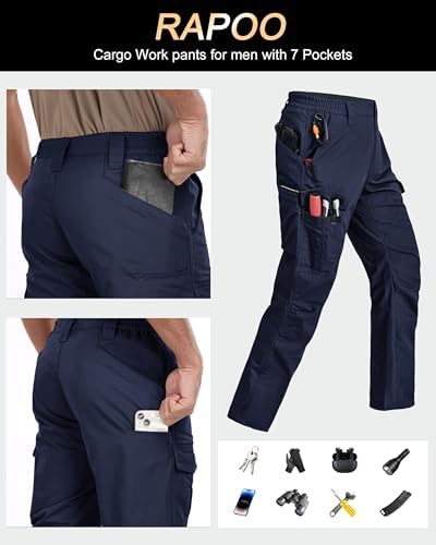 Mens Cargo Pants Ripstop Breathable Tactical Hiking Pants with 7 Pockets
