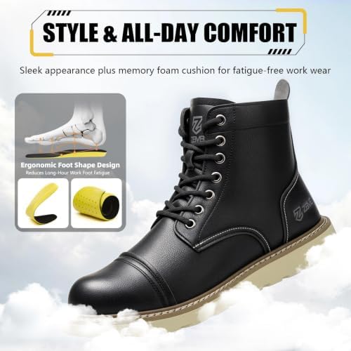 Steel Toe Boots for Men & Women,Slip On Work Boots for Construction