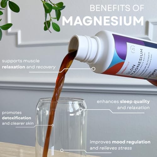 GLDN Magnesium Liquid Syrup - Nighttime Magnesium Glycinate with Rejen Fulvic Acid for Improved Absorption Key Electrolytes and L-Theanine for Sleep and Cortisol Support - Peach Iced Tea (16 fl.oz)