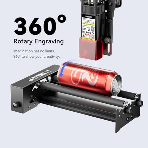 Longer Rotary Roller Series,Laser Engraver Rotary Roller, Y-axis Rotary Roller 360° Rotation for Laser Engraver Engraving Cylindrical Objects Tumblers Cans Cups Bottles, Adjustable Diameters 6-200mm