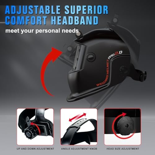TRQWH Welding Helmet with Light True Color Auto Darkening Welding Helmets for Men Solar Powered Welding Hood with 2 Arc Sensor Wide Shade 4/9-13 for TIG MIG ARC Cool Welder Mask