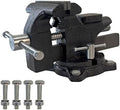 4.5 Inch Bench Vise, Heavy Duty Cast Steel Table Vice for Workbench, 270° Swivel Base Utility Vise with Hardened Jaws, Bolt-On Design for Woodworking, Metalworking, Home Garage