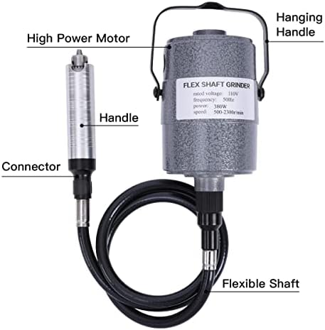 380W Flex Shaft Rotary Tool with Stepless Speed Foot Pedal, Multi-Function Metal Hanging Grinder Carver Kit - Ideal for Carving, Buffing, Drilling, Polishing, Sanding, Cutting- Includes DIY Accessorie