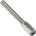 Drill America SC-3 Carbide Burr/Rotary File Cylindrical Radius-End Double Cut for Die Grinder 3/8" Dia. x 3/4" Cut Length with 1/4" Shank and 6" Overall Length, DUL Series