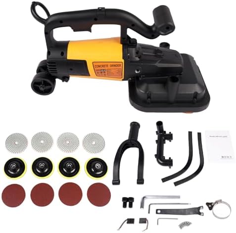 4-Head Electric Diamond Polisher Machine, 3800W Concrete Grinder Set, 6000RPM Concrete Surface Planer Floor Grinder for Grinding Concrete Cement Marble Granite