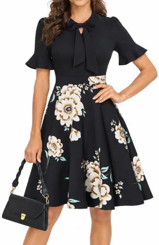 Women Summer Floral Ruffle Sleeve Wear to Work Church Wedding Guest Party Dresses