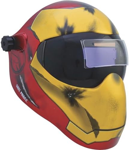Save Phace Auto Darkening Welding Helmet Ironman EFP I Series - Ear to Ear vision Welder Hood Grinding Mask with External 2 x 4 Inch Adjustable ADF for SMAC/MIG/TIG/SPOT - 2 Sensors Solar Powered