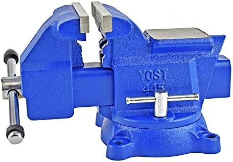 Yost Vises 460 Combination Vise | 6 Inch Jaw Width Heavy-Duty Utility Pipe and Bench Vise |Secure Grip with Swivel Base| Made with Cast Iron and Steel U Channel Bar | Blue