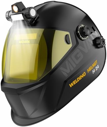 Welding Helmet Auto Darkening with Light, Welding Hood True Color Large Viewing, Welding Mask Solar/Battery Powered, Wide Shade 4/5-13 with 4 Arc Sensor, Optical Clarity for TIG MIG ARC Grind