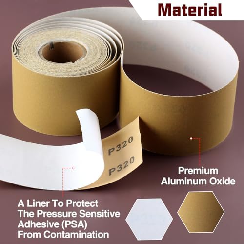 SPEEDWOX 320 Grit Sandpaper Roll Self Adhesive, 2-3/4"x10YD PSA for Wood