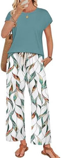 WIHOLL Two Piece Sets for Women Summer Spring Outfits Lounge Sets Beach Vacation Clothes Airport Travel Matching Clothing