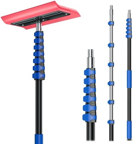 Roof Rakes for Snow Removal, Telescoping Snow Rake for House Roof, Solar Panels, Cars & RV, Snow Broom Push/Pull, Heavy Duty Aluminum Ice Scraper, No-Scratch Foam Blade, Roof Shovel Tool (30FT)
