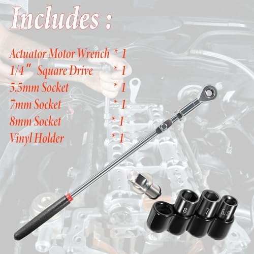 64180 Actuator Motor Wrench Set, 5-Piece HVAC Tool Kit with 5.5mm 7mm 8mm Sockets & 1/4" Drive Adapter for HVAC Motor Fastener Repair & Replacement