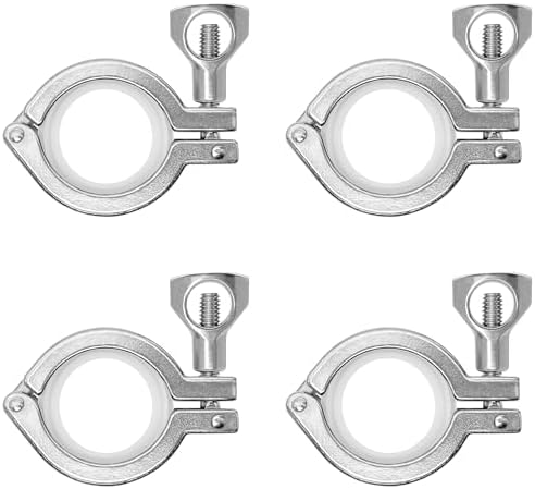4 Pack 1.5 Inch Tri Clamps Heavy Duty with Silicone Gaskets 1.5" Single Pin Tri-Clamp 304 Stainless Steel Sanitary TC Fittings Industrial Quick Connect Clamp