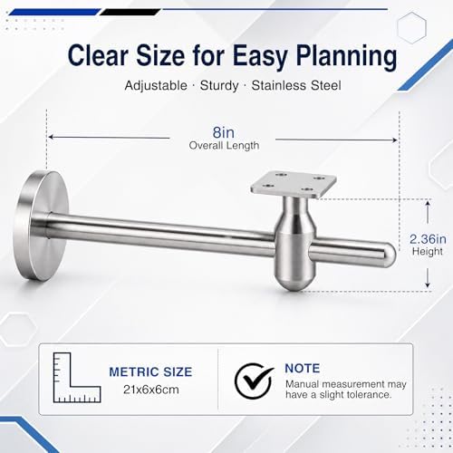 Flutesan 5 Pack 8.27 Inch Handrail Brackets | 304 Stainless Steel Adjustable Stair Railing Brackets with Wrench, Indoor/Outdoor Banister Support for DIY Installation
