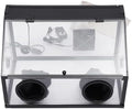 2 Holes Fully Enclosed Dust Box Electric Grinding Table Polisher Dust Box for Grinding Polishing Acrylic Dust Box with 5W Blower Fan, 24W Model, 22.83 x 13.77 x 13.77 Inch (5.9" Hole Diameter)