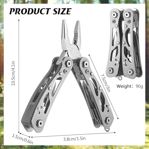 Lasnten 12 Pcs Multitool Pliers, Stainless Steel Foldable Mini Tool,Grey