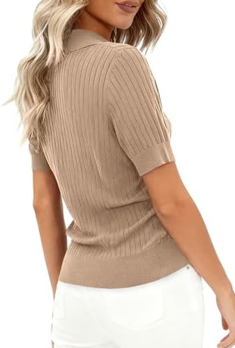 PRETTYGARDEN Women's Short Sleeve Sweater Polo Shirts