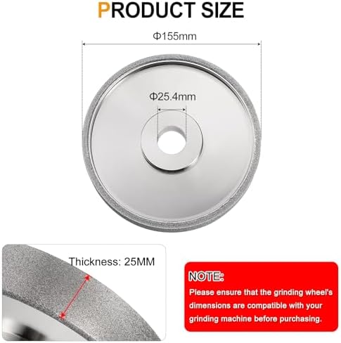 HARFINGTON Diamond Lapidary Wheel 6 Inch x 1 Inch Arbor Hole 100 Grit Grinding Wheels for Stone, Marble, Glass, Ceramics, Crystal, Carbide, Steel