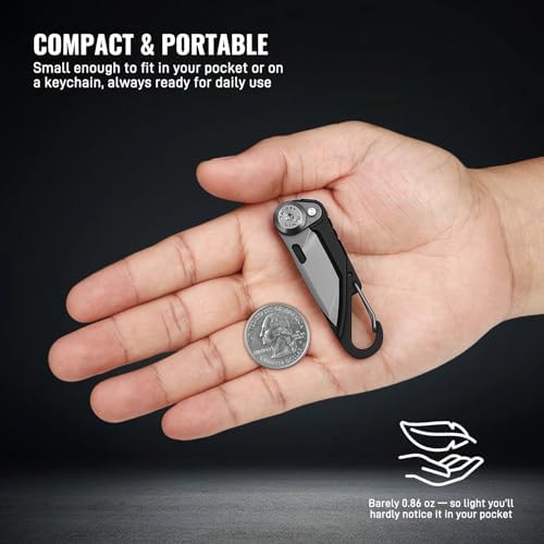 TACRAY Vinto 5-in-1 Keychain Multitool Mini Pocket Knife, 1.5" Blade, Black
