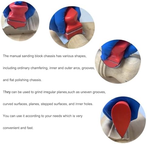 16pcs Hook and Loop Sanding Block Kit with 40pcs Sandpaper Sheets,Interchangeable Assorted Contoured Profile Sanding Pad Tools Set,Hand Sand Chassis for Wood Furniture,Auto Paint and DIY Crafts