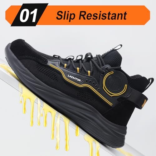 LAoutun Steel Toe Shoes for Men Work Shoes Safety Sneakers Lightweight