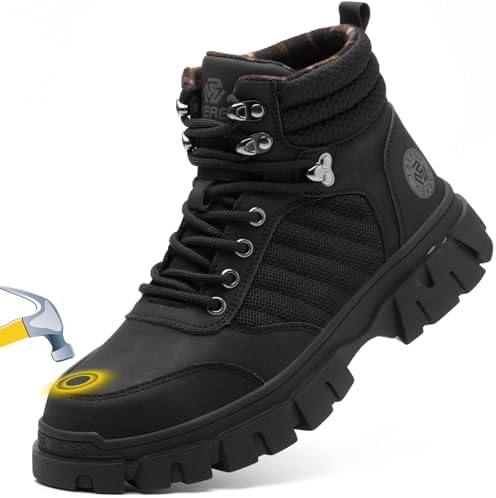 KELODON Waterproof Steel Toe Boots For Men-6 Inch Comfortable Mens Safety Work Boots Indestructible Steel Toe Shoes Lightweight Non Slip Puncture Resistant Industrial Construction Boot