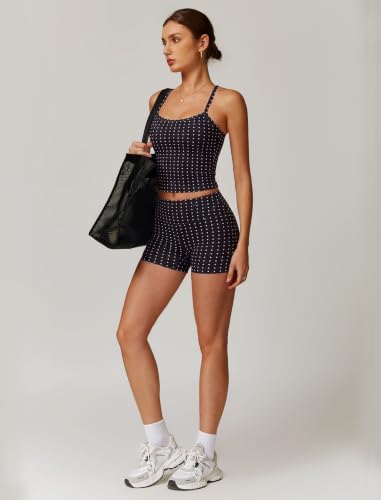 QBGJTD Two Piece Workout Sets For Women Tank Top Matching High Waist Booty Lifting Shorts Gym Yoga Active Wear Outfits