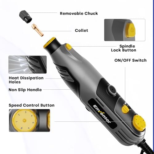 Enventor Rotary Tool with 204-Piece Accessory Kit, 130 W, Corded