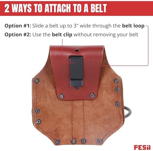 FESA Durable Leather Pliers Holster - Leather Double Plier Holder for Belt with Steel Hammer Holder, Tape Clip & 2 Carpenter's Pencil Pockets - Clip On Any Belt - Handcrafted