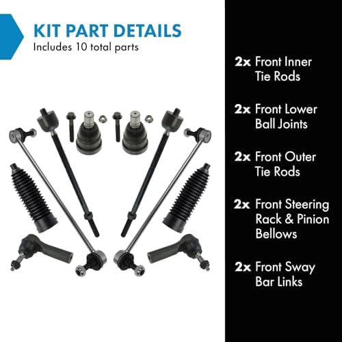 TRQ Front Steering and Suspension Kit Tie Rods Ball Joints Rack Pinion