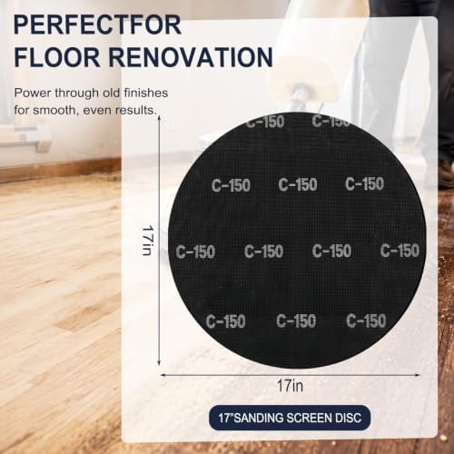 Lounsweer 12Pcs 17" Sanding Screen Disc Mesh Floor Sanding Screen, 150 Grit