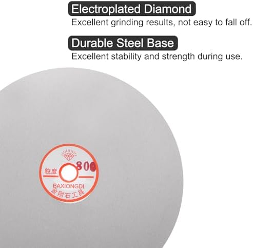 uxcell 3pcs Diamond Sanding Grinding Disc Set, 8-Inch (200mm) Grit 500/600/800 1/2" Arbor Hole, Flat Lap Wheel Polishing Discs for Gemstone Tile Glass Stone Metal
