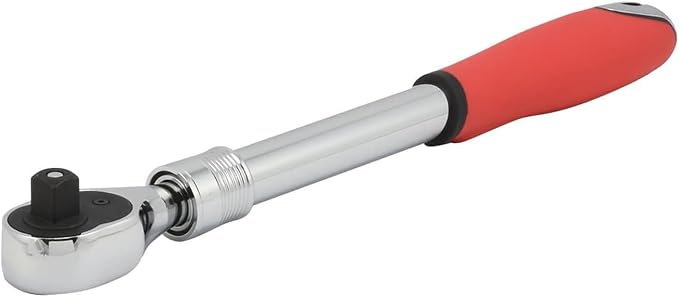 Neiko 03068A 1/2-Inch Drive Extendable Ratchet Handle | 72 Tooth Reversible Ratcheting Feature w/Soft Grip Handle | 12 to 17-1/2” Lengths, Red