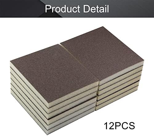 Utoolmart Sanding Sponge Sanding Blocks, 120 Grit Wet Dry Sandpaper Sponge, Washable and Reusable Sand Sponge Kit, for Kitchen Cookware Cleaning and Rust Removal of Rusted Metal, Grey, 12 Pcs