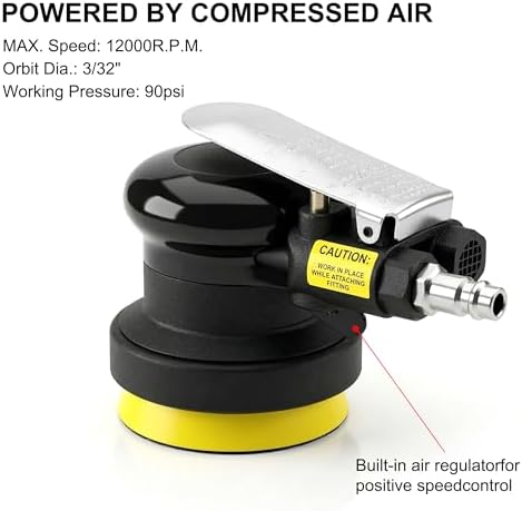 3 inch & 4 inch Air Sander Kit, Pneumatic Random Orbital Sander DA Sander with Sanding Pads, High Speed Palm Sander for Auto Body, Car Polishing, Woodworking, DIY Projects