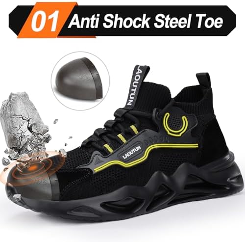 LAoutun Steel Toe Shoes for Men Work Shoes Safety Sneakers Lightweight