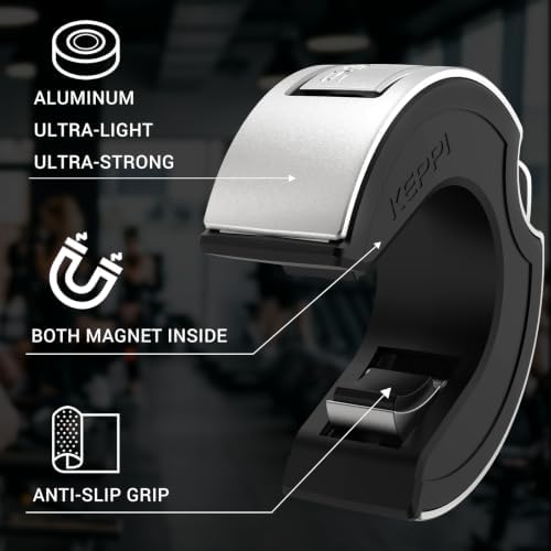 Keppi Fitness Barbell Clamps 2 Inch, Open Collar Magnetic Aluminum for Gym