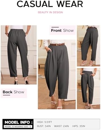 EVALESS Womens Wide Leg Barrel Pants with Pockets