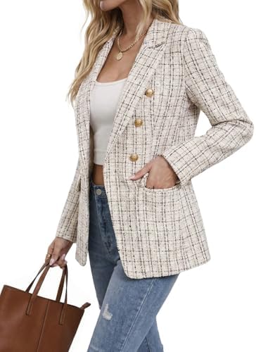 Mina Self 2026 Women's Fall Tweed Blazer Plaid Jacket Business Casual Coat