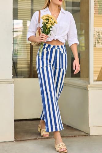 Cicy Bell Womens Cropped Wide Leg Jeans High Waisted Baggy Denim Ankle Pant