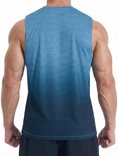 KPSUN Men's Quick Dry Workout Tank Top Summer Beach Shirt | UPF 50+ Sleeveless Gym Muscle Shirt with Hidden Pocket for Keys. Ideal for Gym Training, Outdoor Running, And Beach Workouts