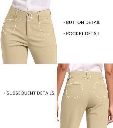 KICZOY Women Dress Pants Stretch Business Straight Leg with Pockets Wear to Work Casual 2026 Suitpants